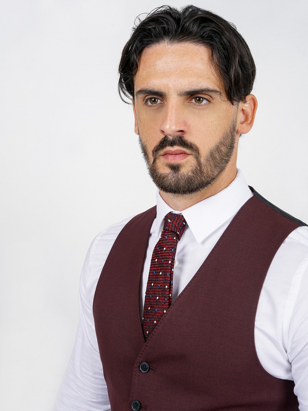 Colete cl�ssico liso slim fit vegan fabric
