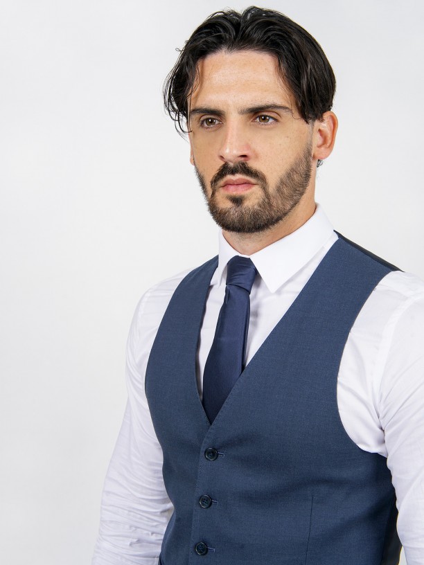 Plain slim fit waistcoat vegan fabric Plain slim fit waistcoat vegan fabric