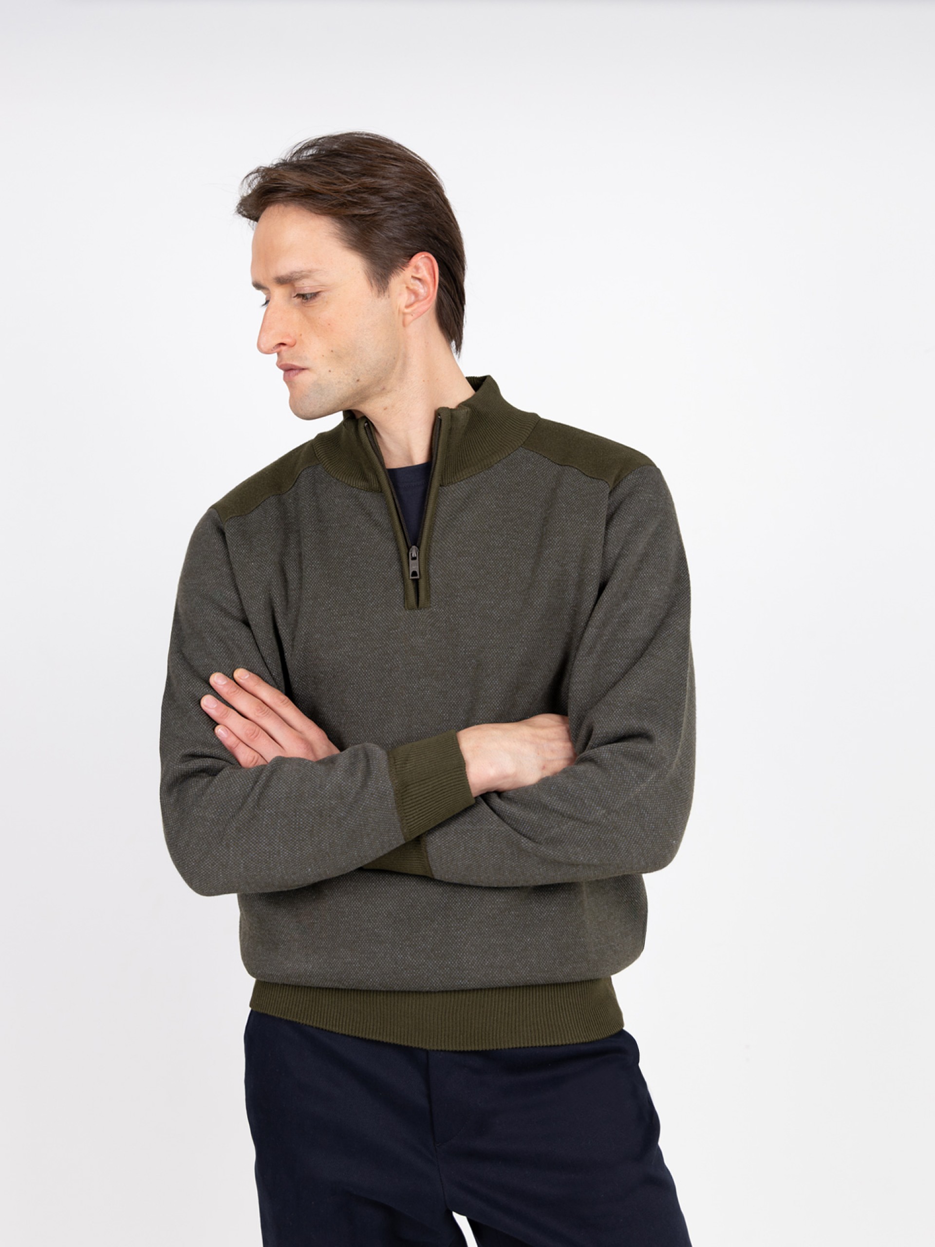 Sudadera polar de medio cierre con micropatrón