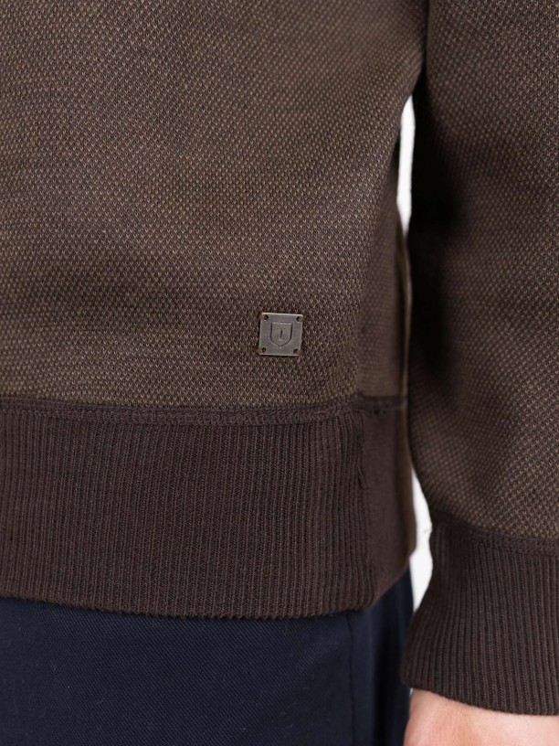 Sudadera polar de medio cierre con micropatrón Sudadera polar de medio cierre con micropatrón