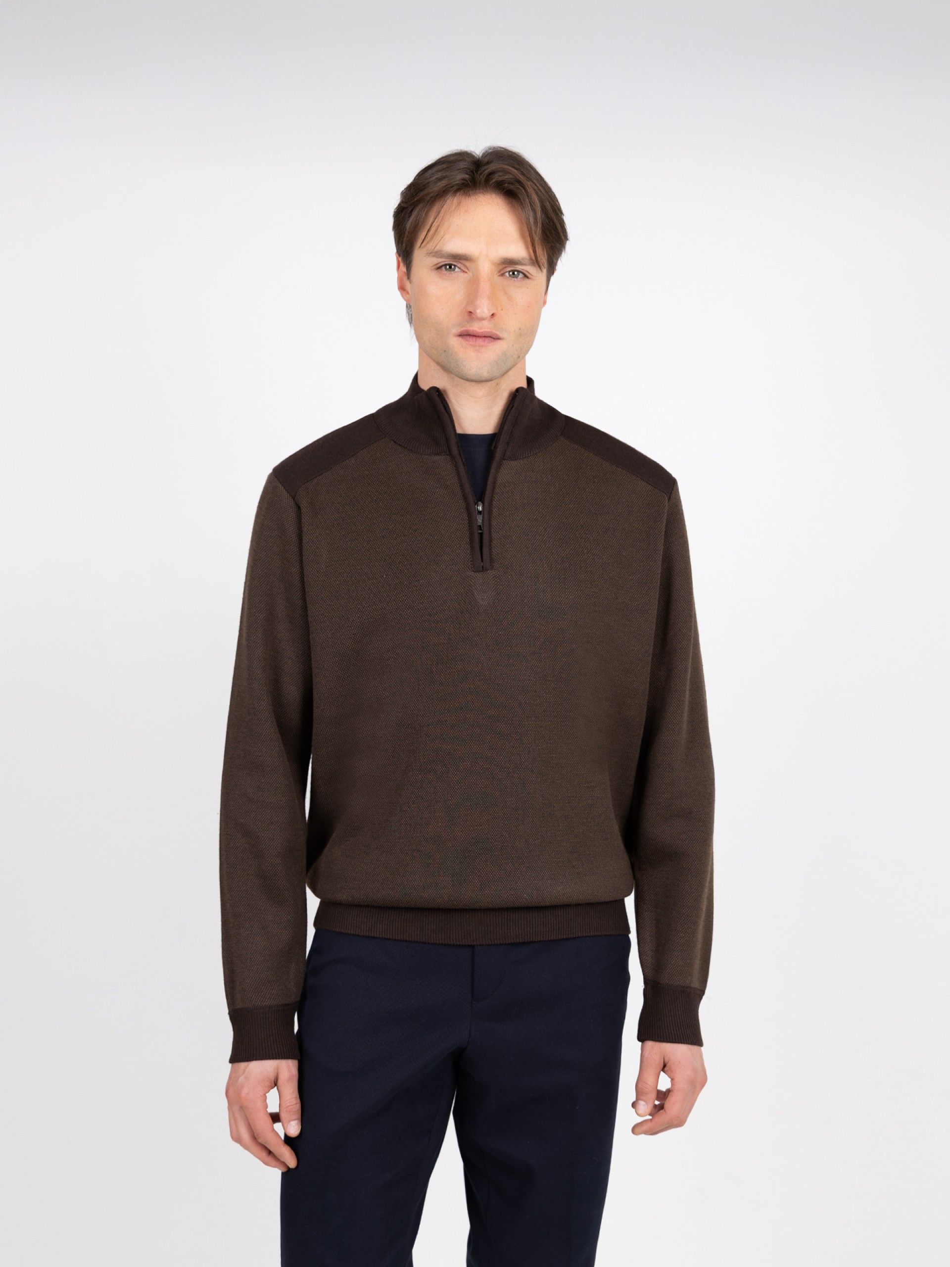 Sudadera polar de medio cierre con micropatrón