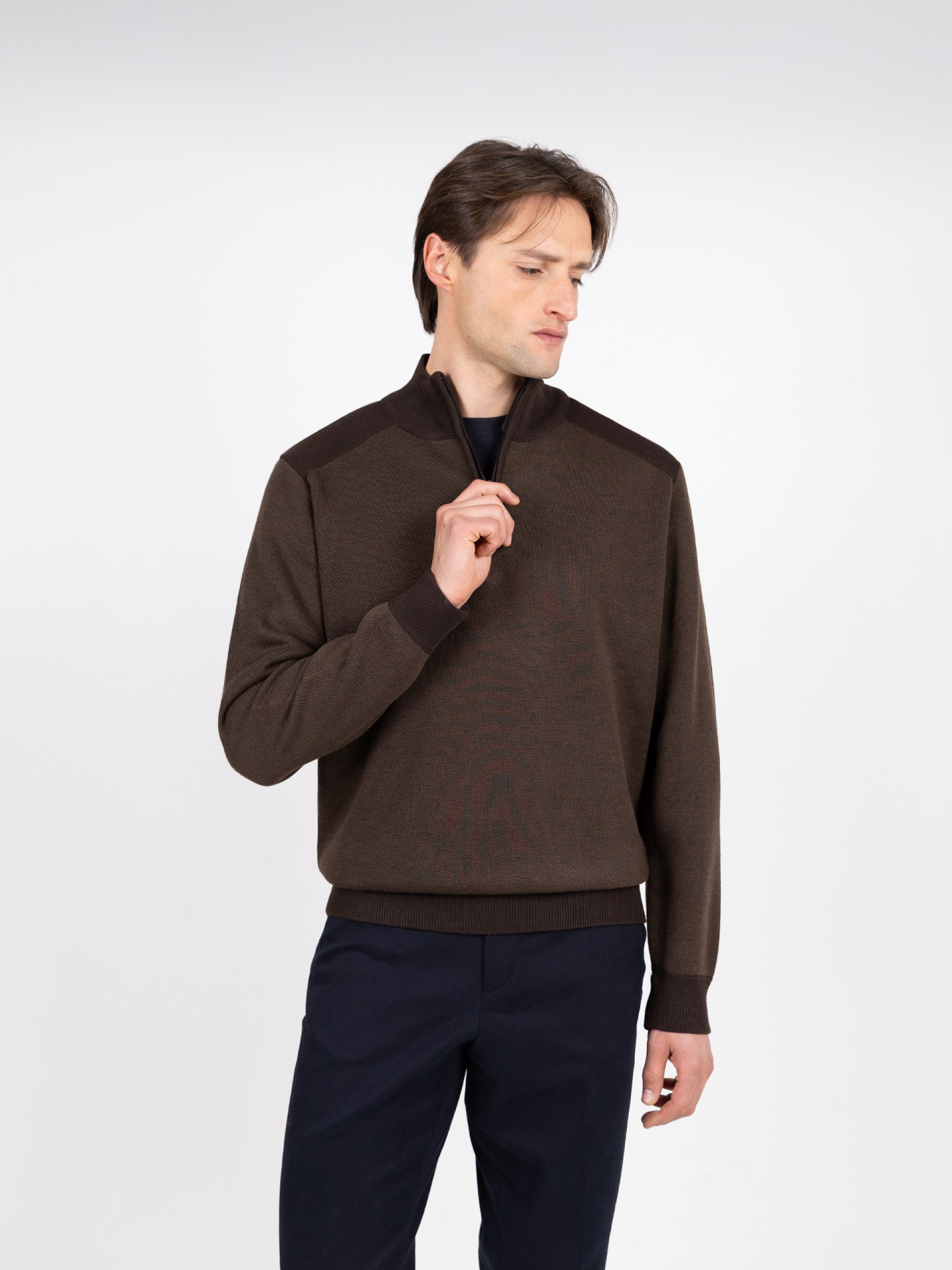 Sudadera polar de medio cierre con micropatrón