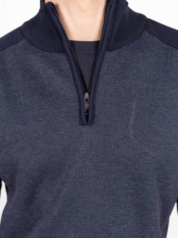 Malha de meio fecho polar com micro padrão Malha de meio fecho polar com micro padrão