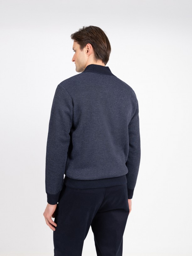 Malha de meio fecho polar com micro padrão Malha de meio fecho polar com micro padrão