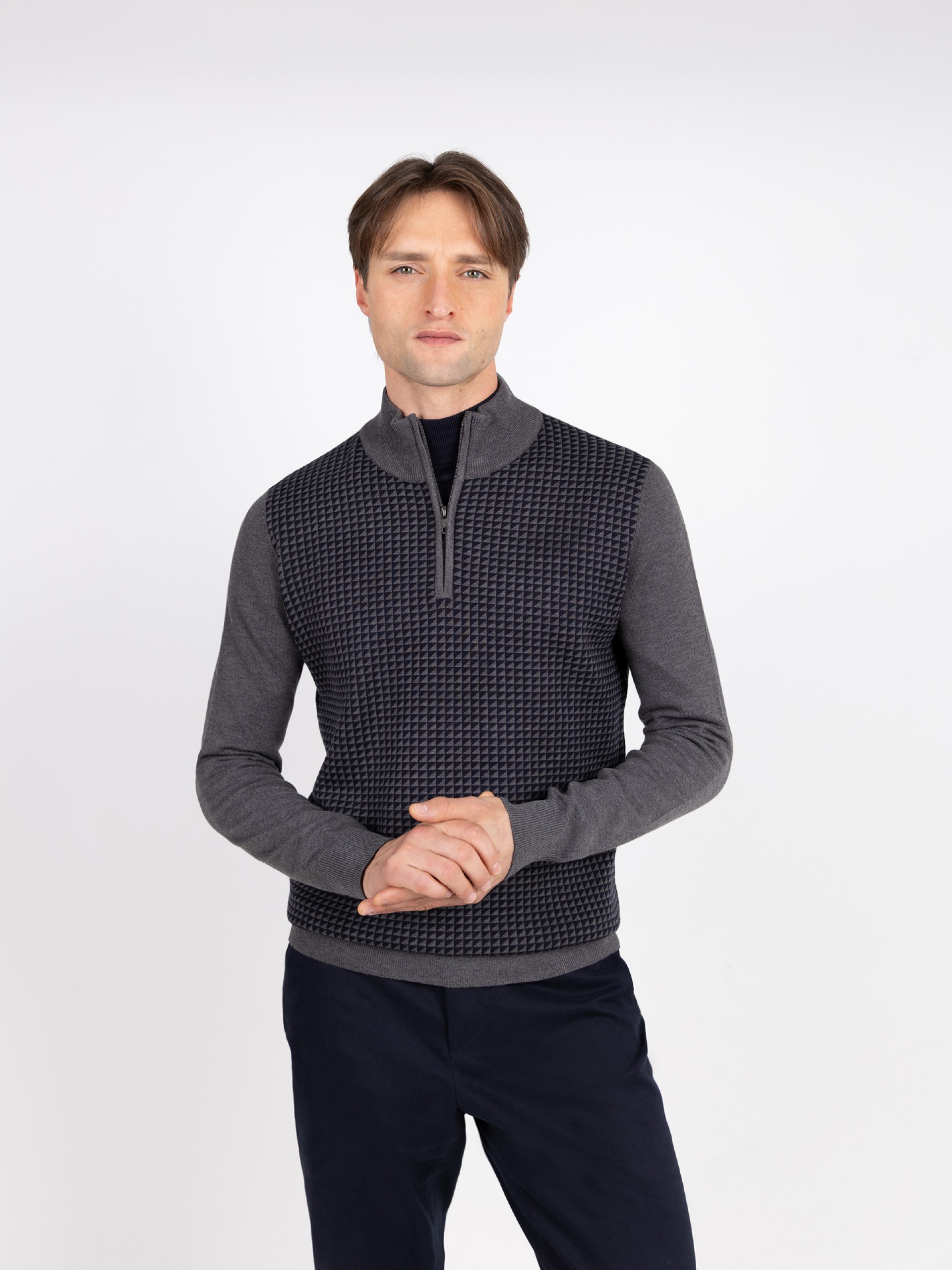 Camisola de meio fecho com padrão