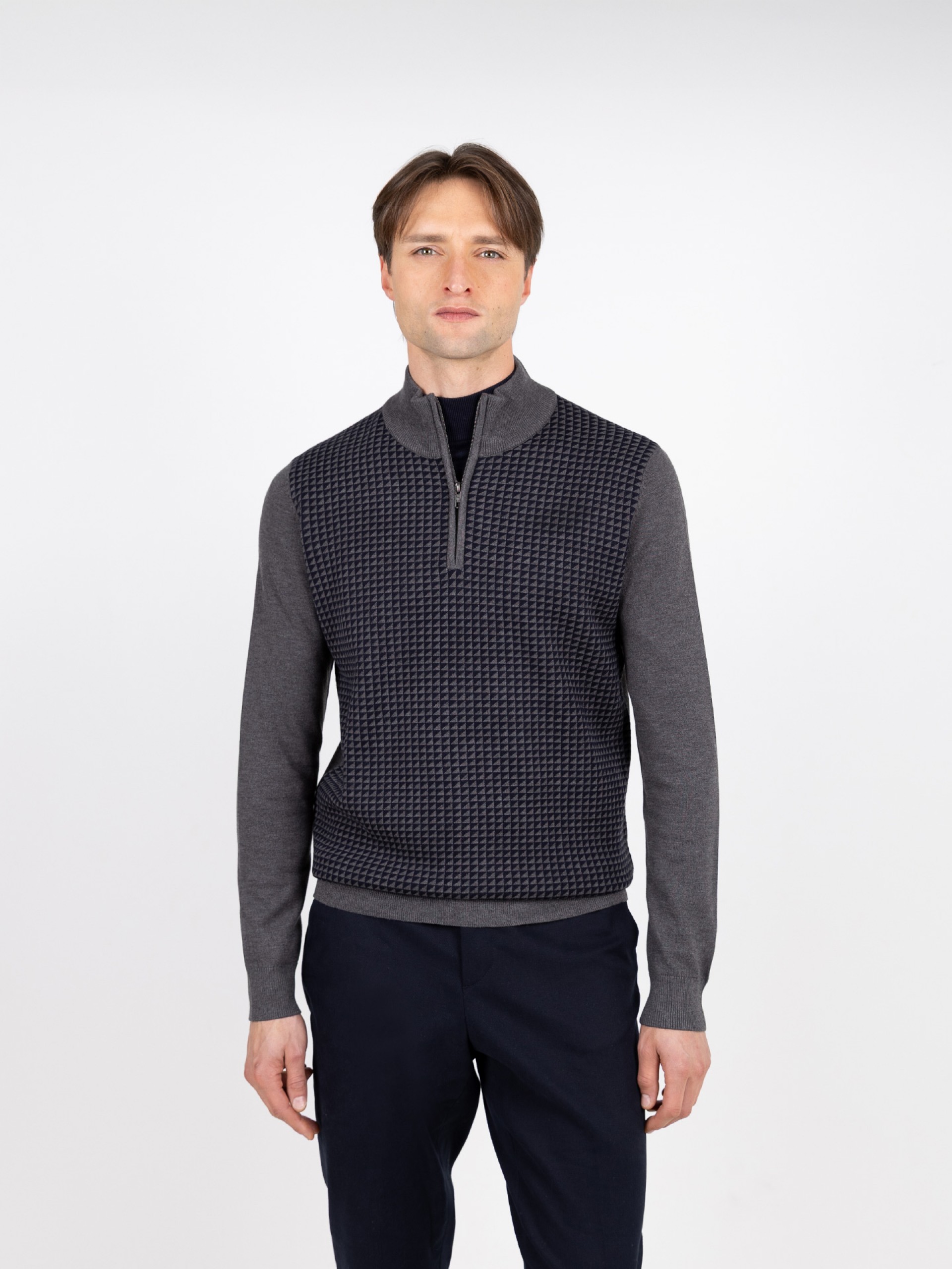 Camisola de meio fecho com padrão