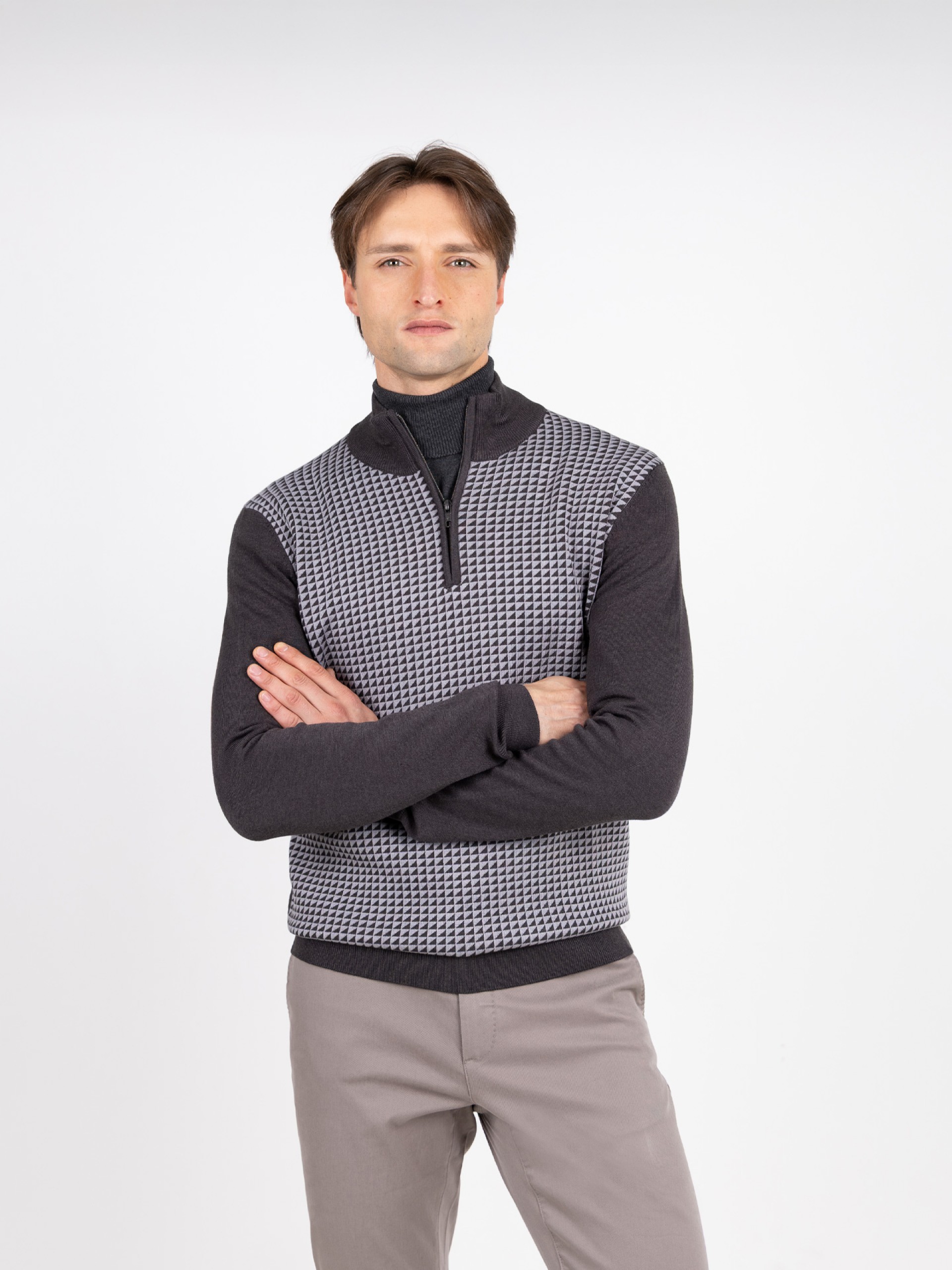 Camisola de meio fecho com padrão