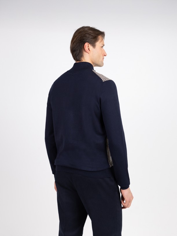 Camisola de meio fecho com padrão Camisola de meio fecho com padrão