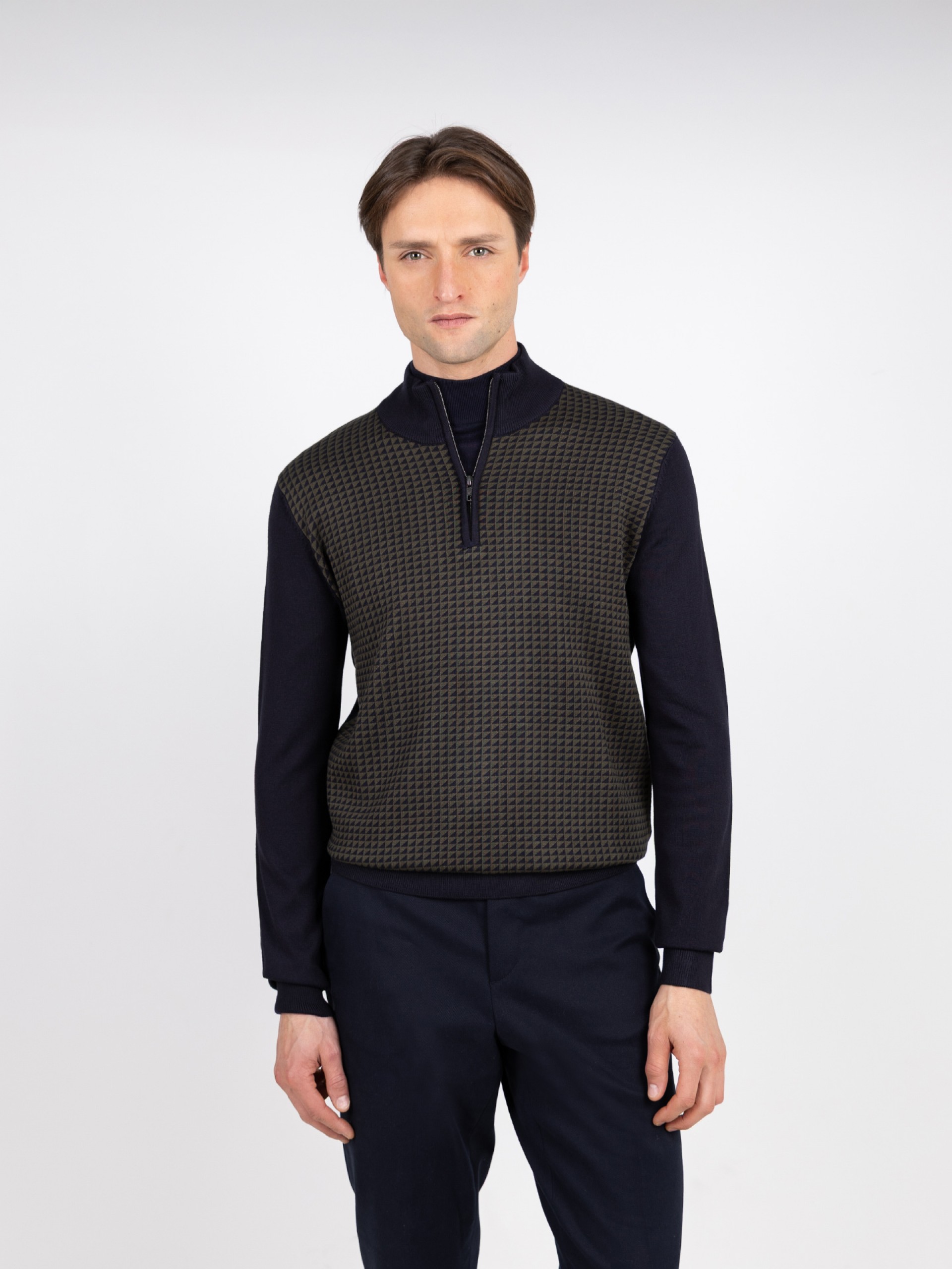 Camisola de meio fecho com padrão