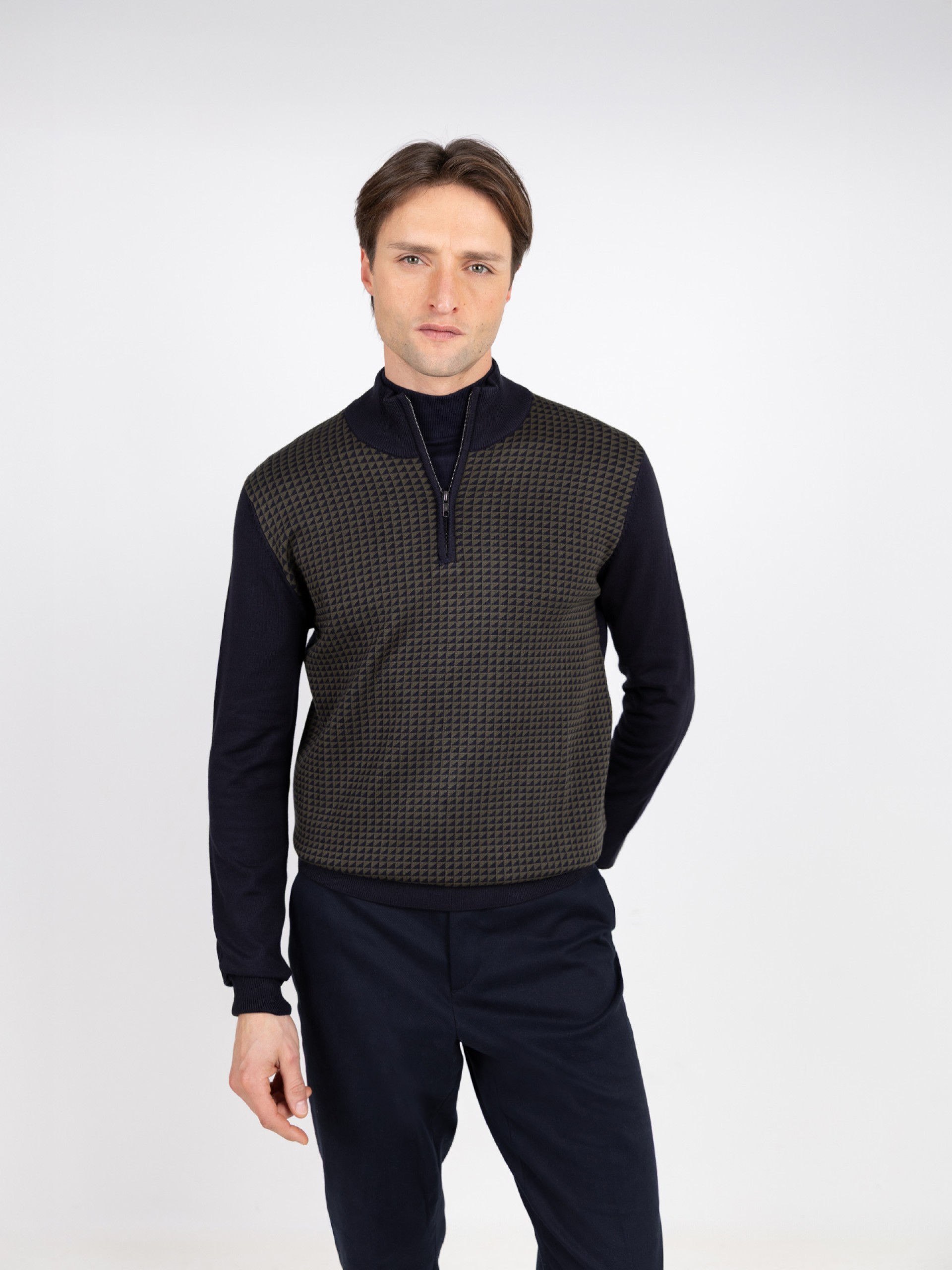 Half-zip sweater with pattern