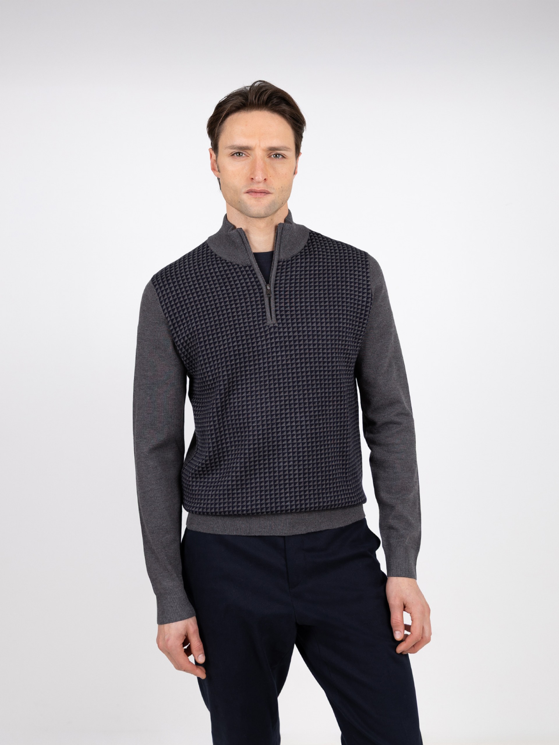 Half-zip sweater with pattern