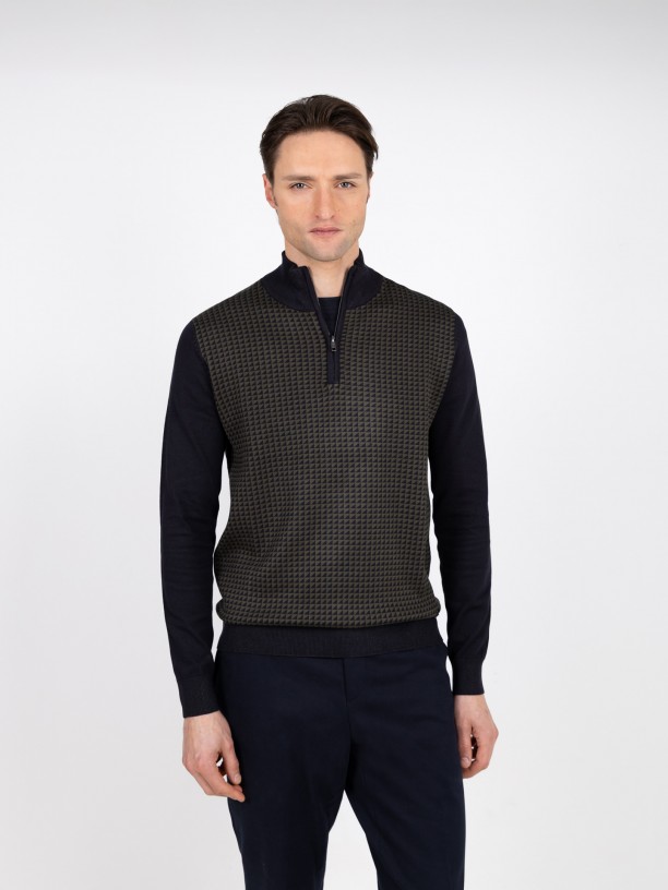 Half-zip sweater with pattern