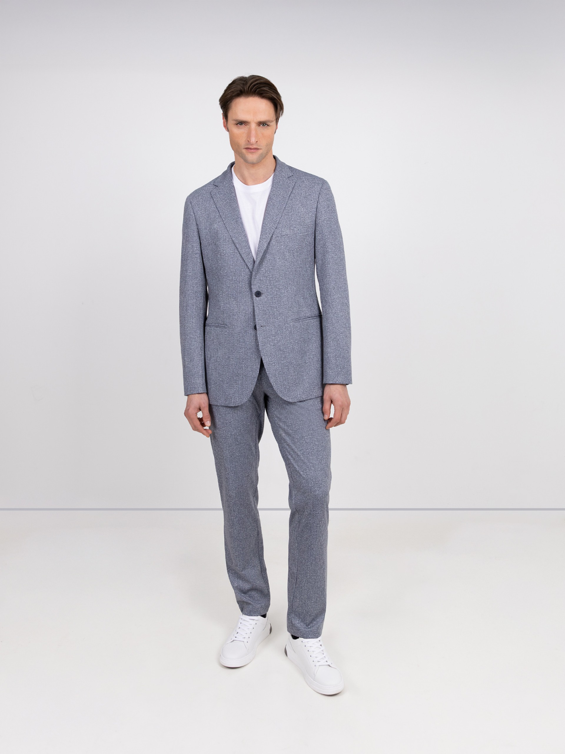 Fato slim fit elástico micro padrão