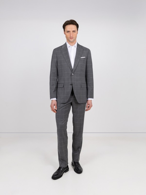 Regular Fit checked suit
