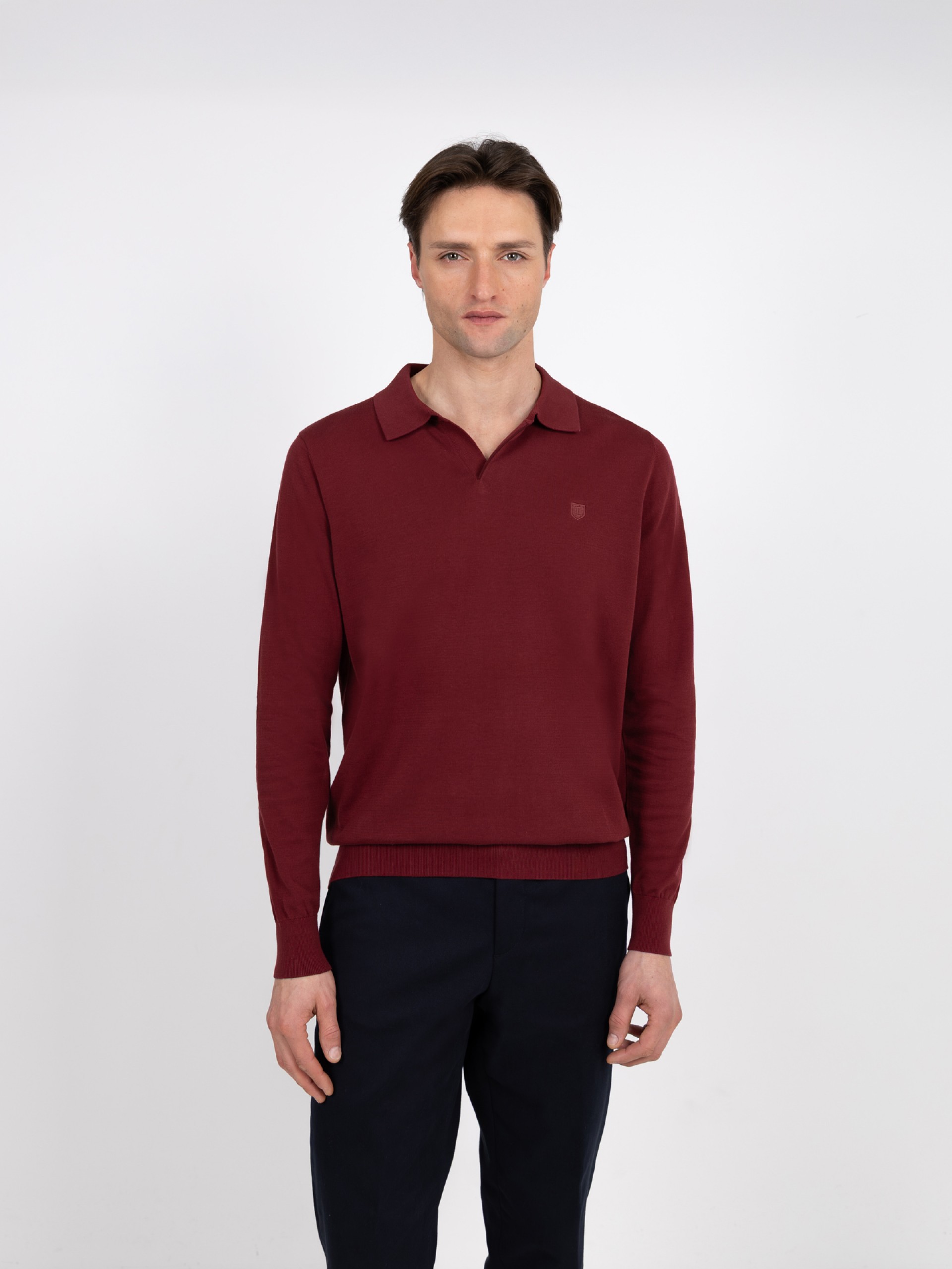 100% cotton long-sleeve knit polo