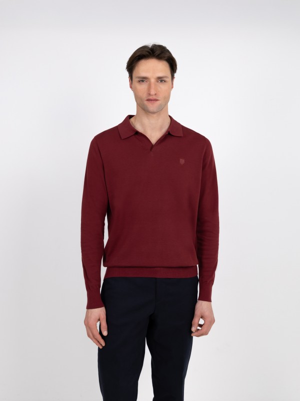 100% cotton long-sleeve knit polo