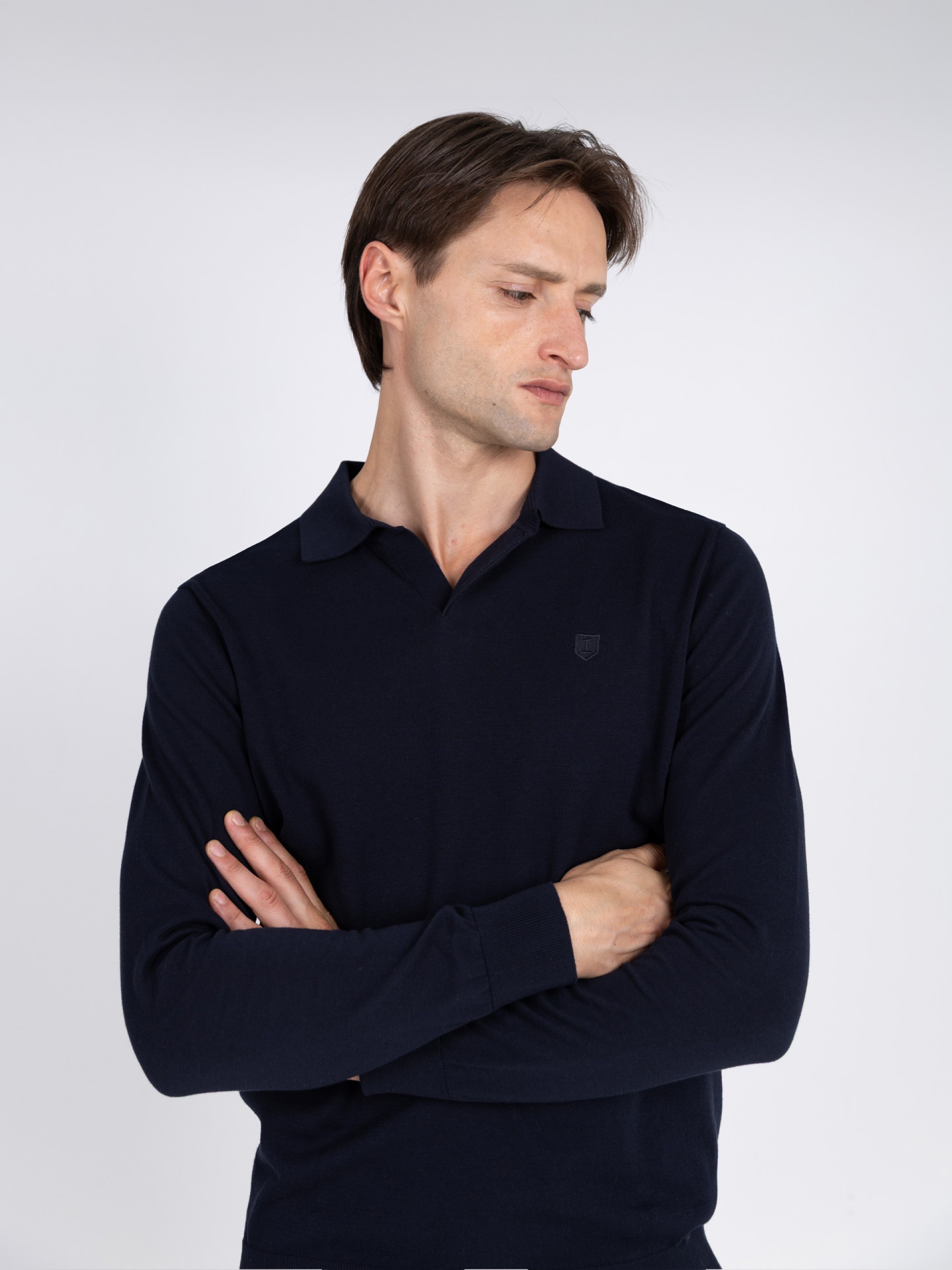 100% cotton long-sleeve knit polo