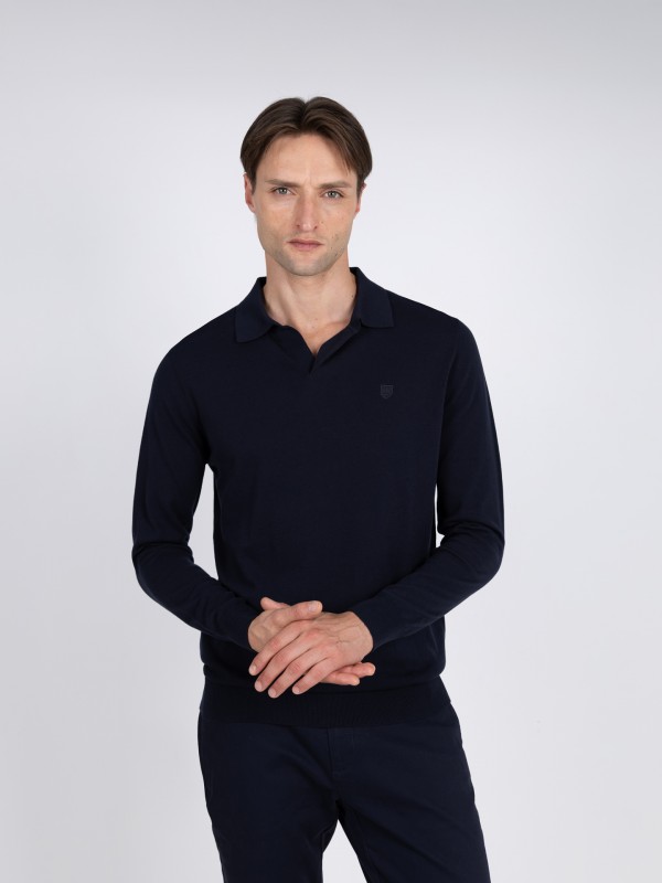 100% cotton long-sleeve knit polo