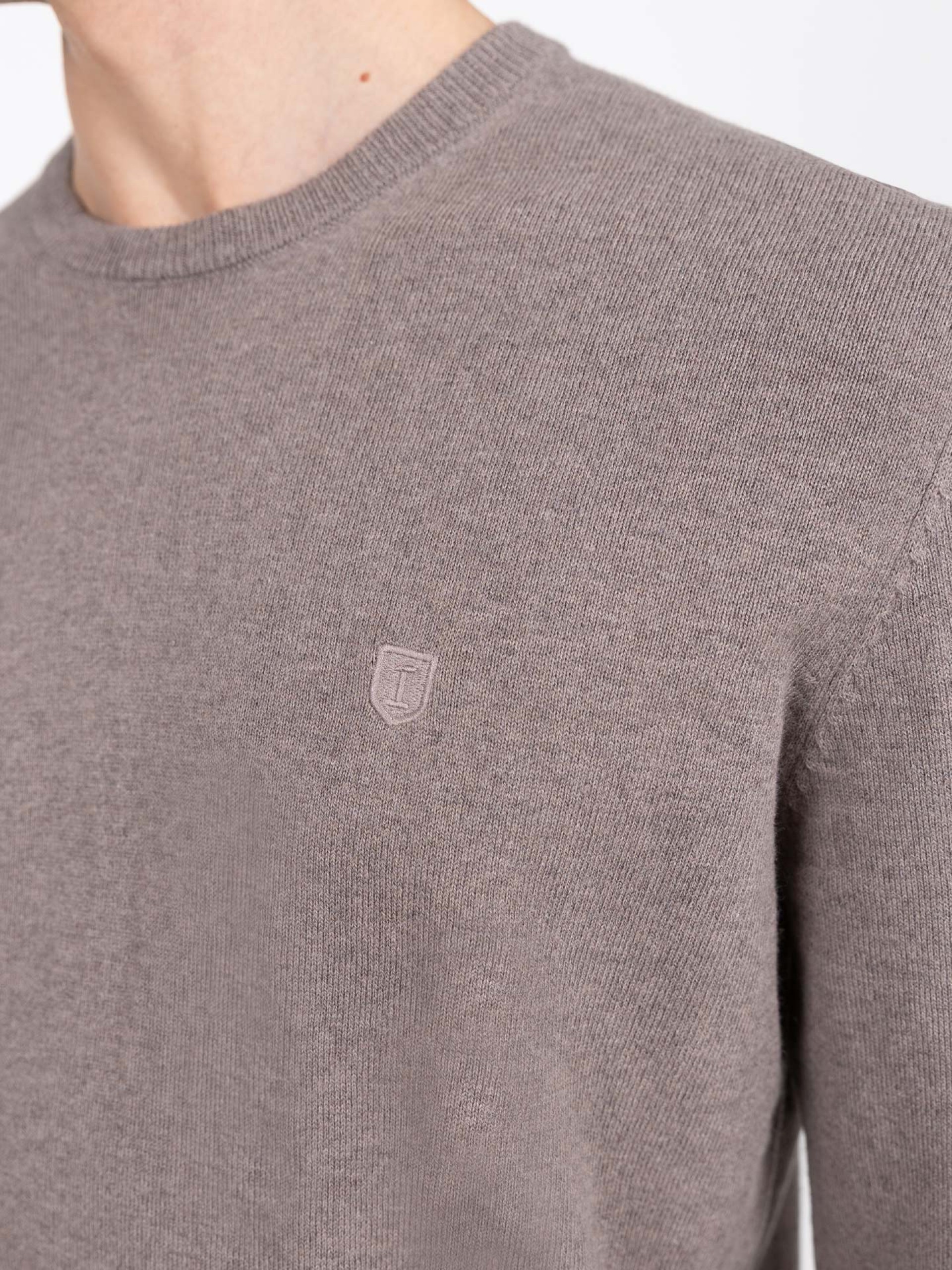 Cotton and Cashmere Knit Sweater with Round Neck