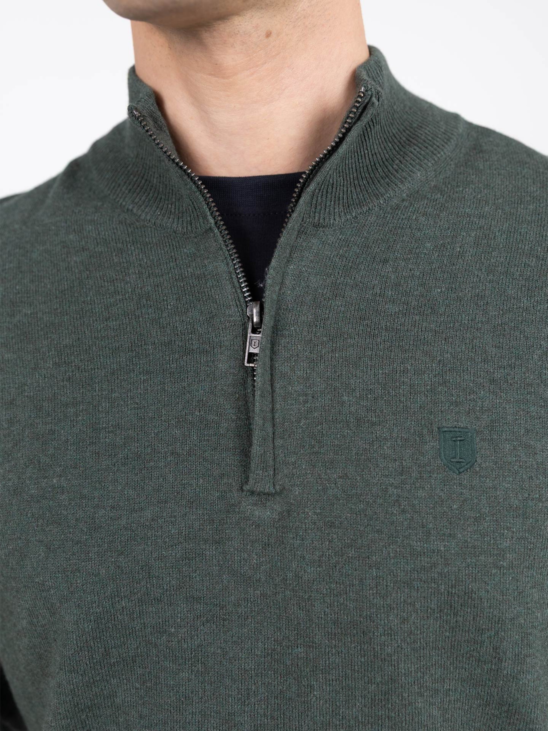 Cotton and Cashmere Knit Sweater Half-Zip