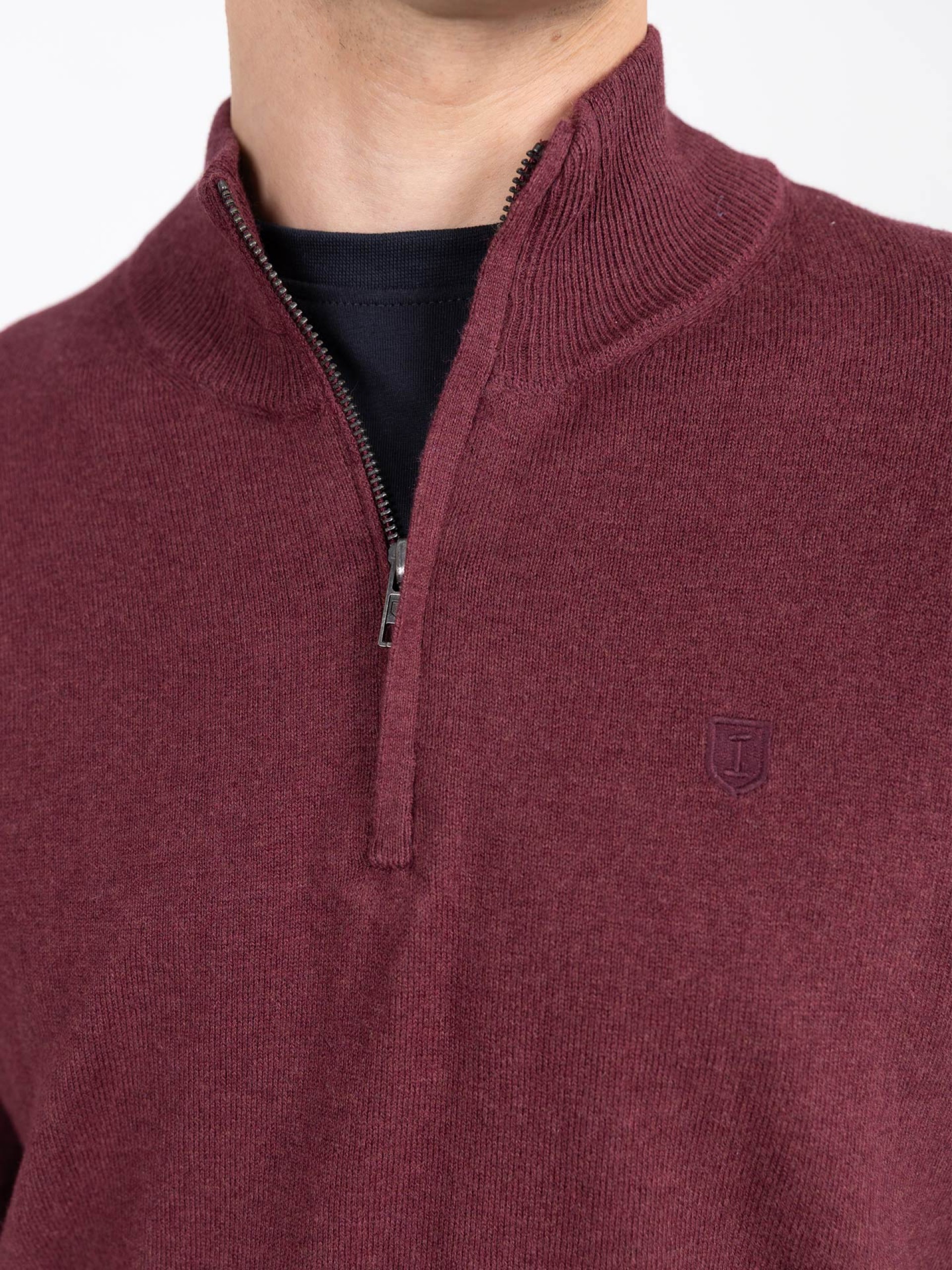 Cotton and Cashmere Knit Sweater Half-Zip