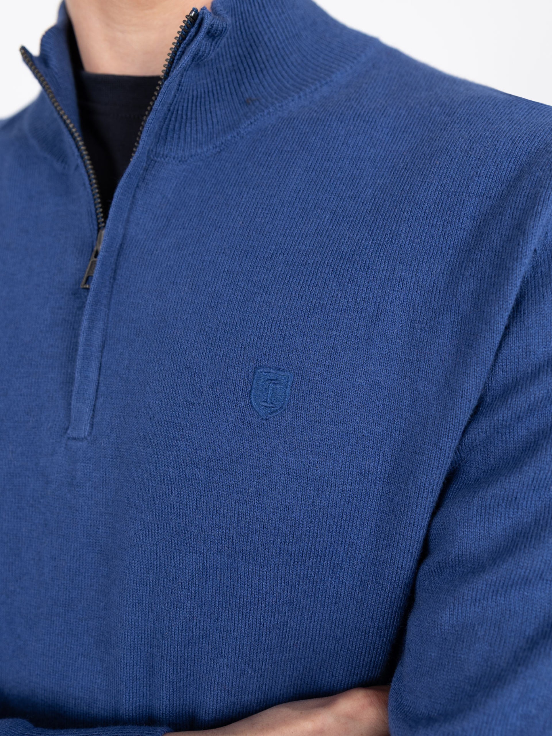 Cotton and Cashmere Knit Sweater Half-Zip