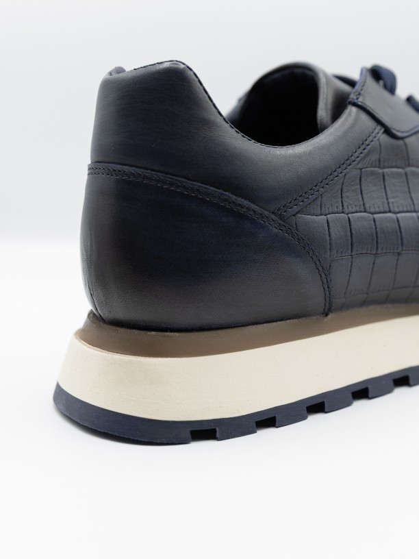 Polished leather sneaker