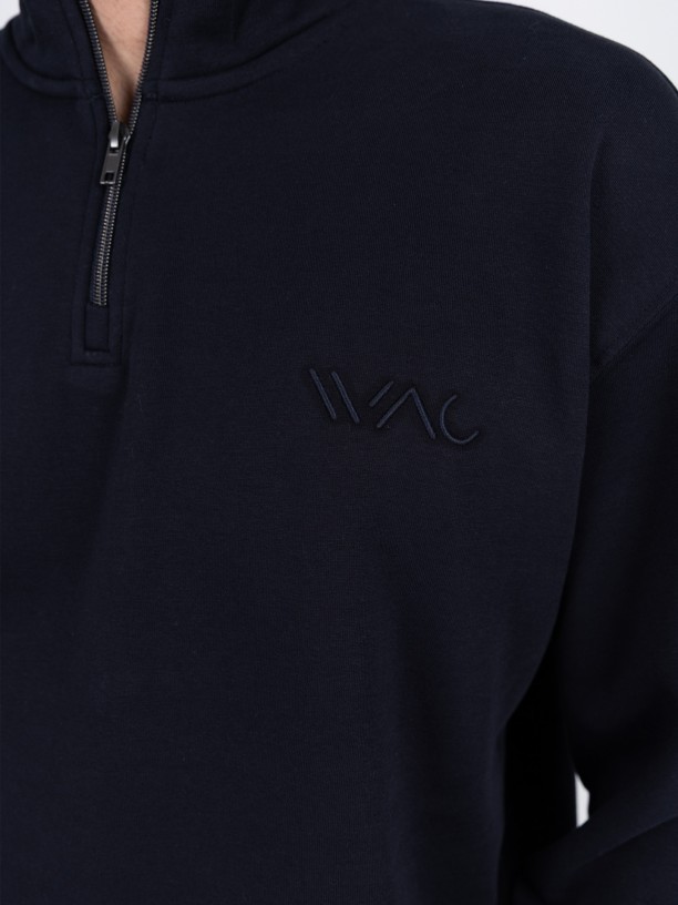 Plain half-zip sweatshirt with WAC logo