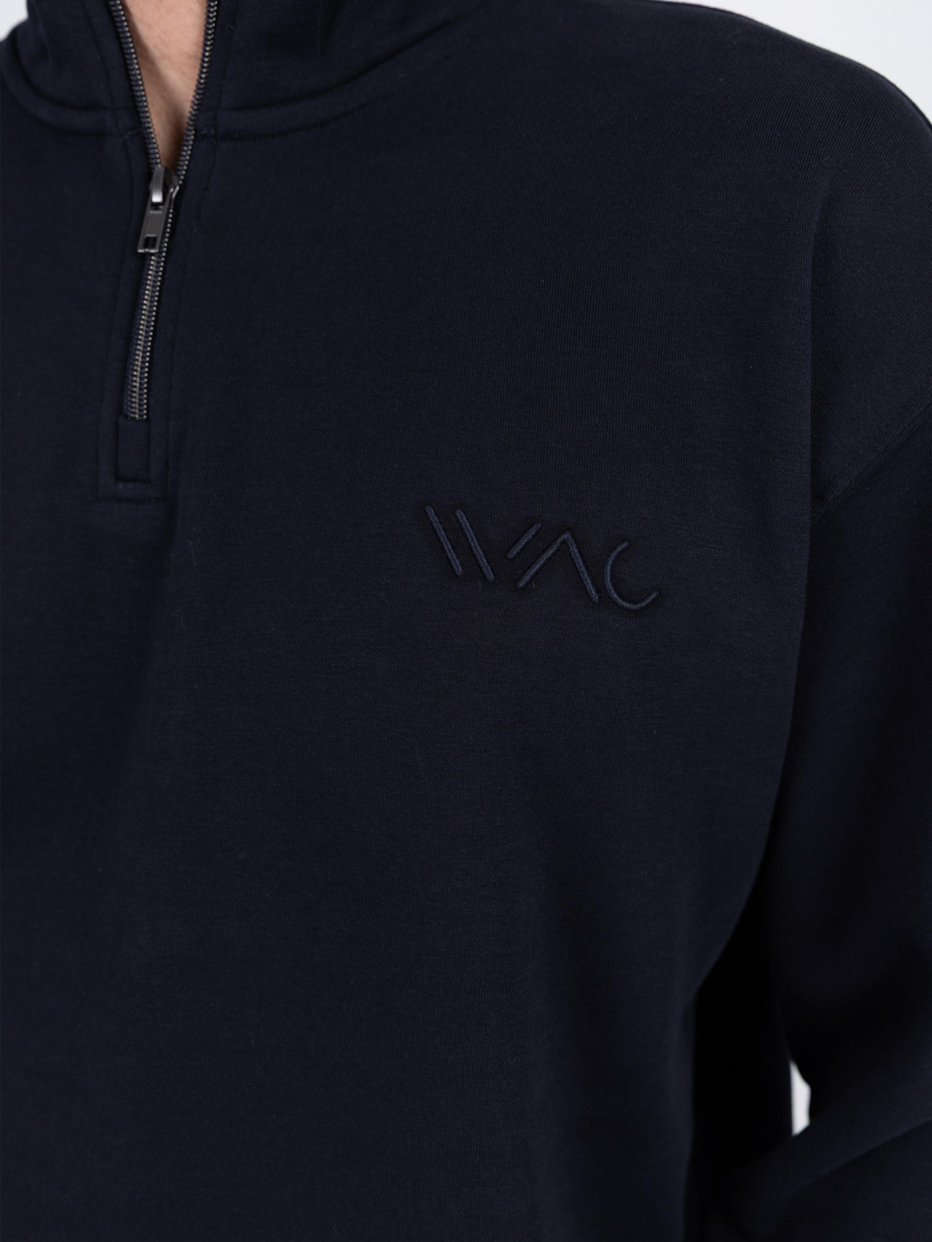 Plain half-zip sweatshirt with WAC logo