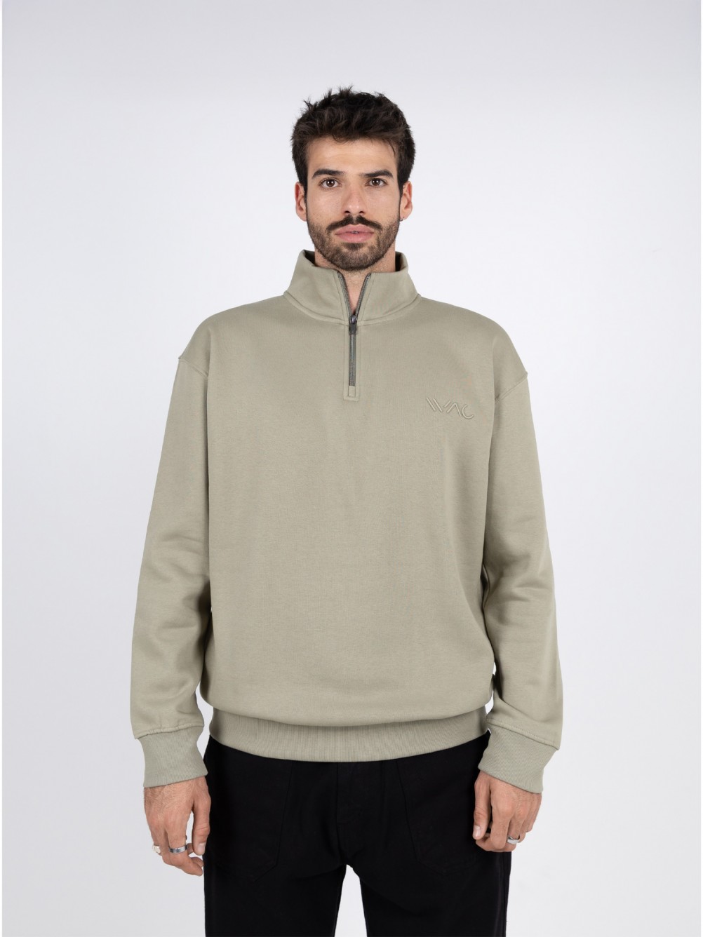 Plain half-zip sweatshirt with WAC logo