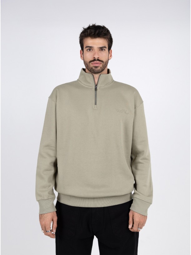 Plain half-zip sweatshirt with WAC logo