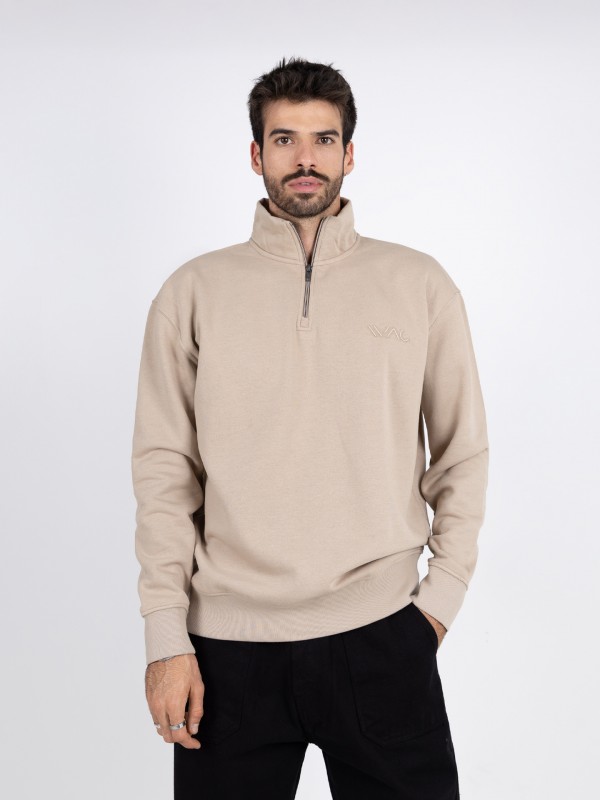 Plain half-zip sweatshirt with WAC logo