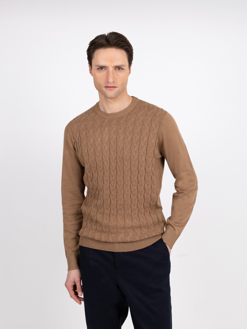 Camisola de malha com efeito entrançado