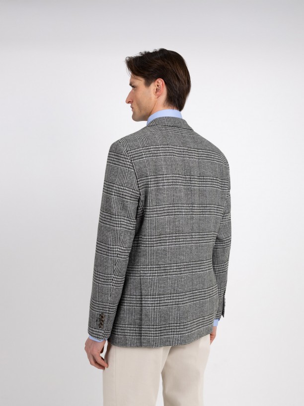 Wool blazer with a checked pattern