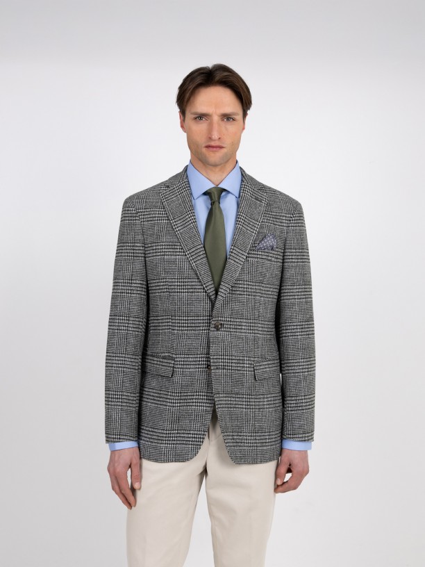 Wool blazer with a checked pattern