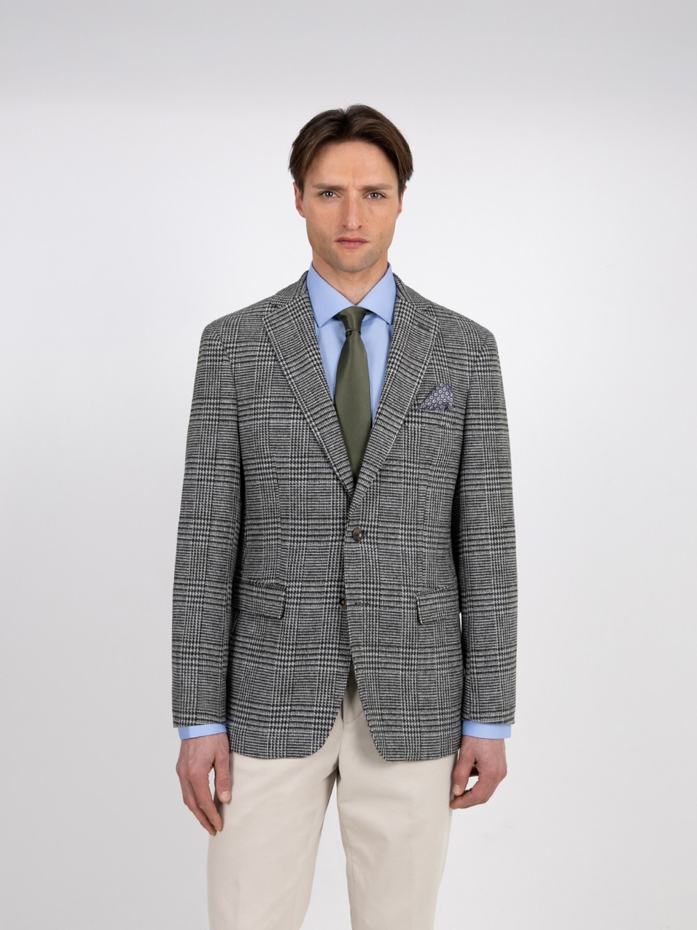 Wool blazer with a checked pattern