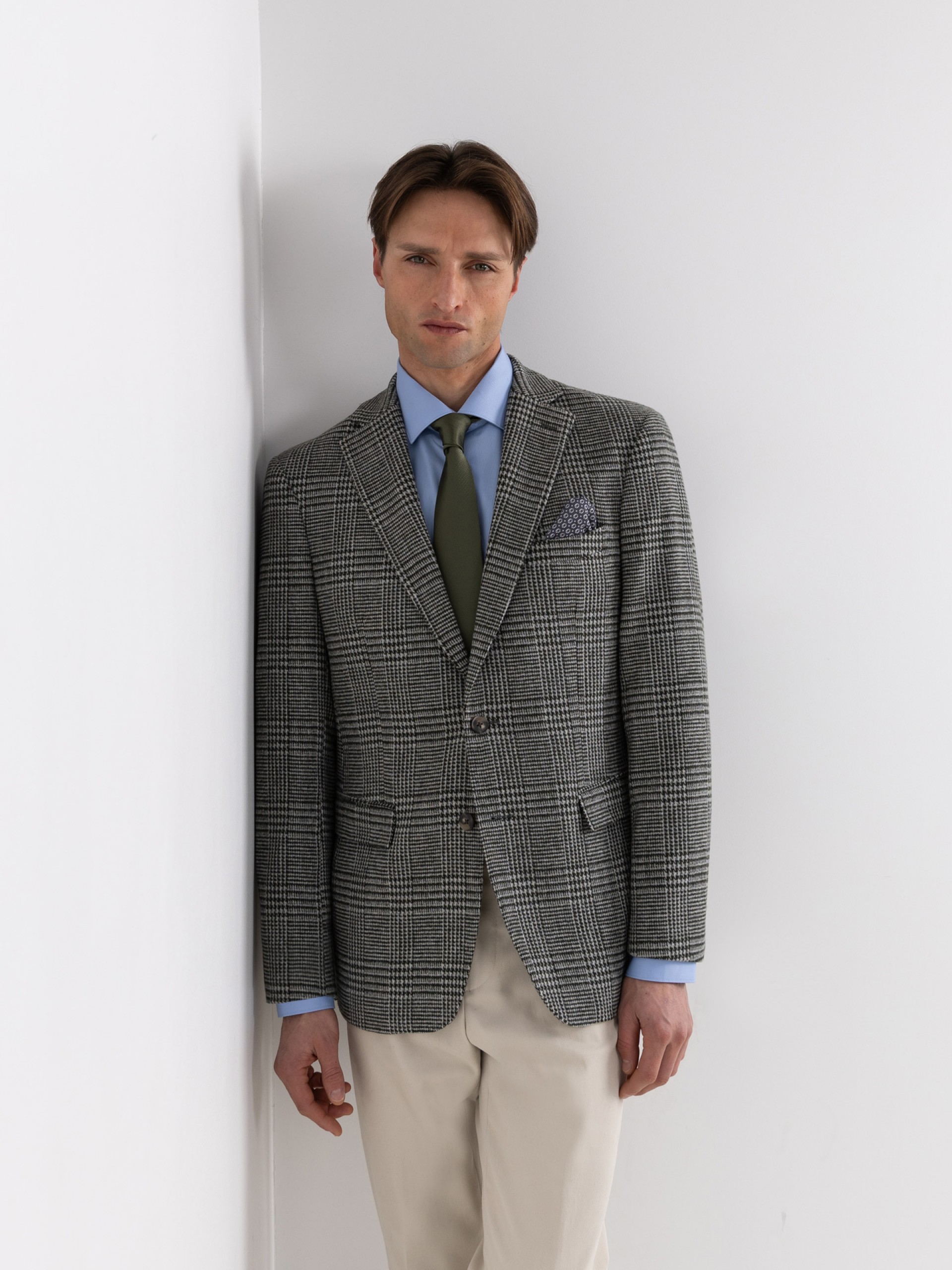 Wool blazer with a checked pattern