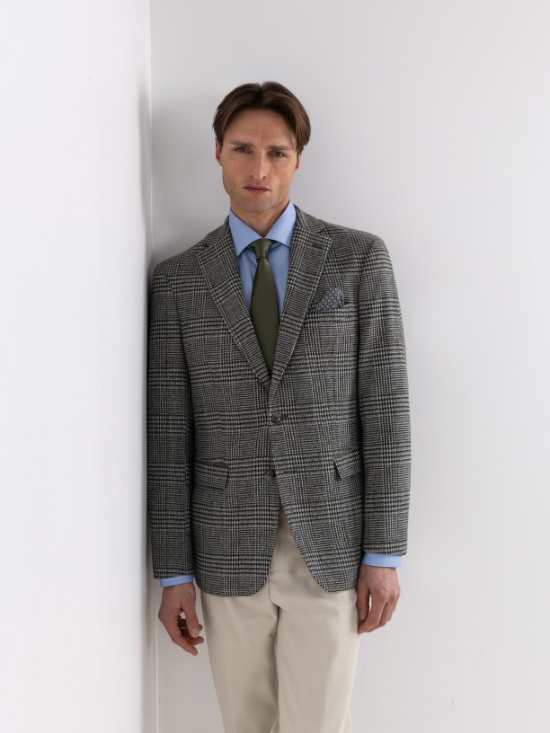 Wool blazer with a checked pattern