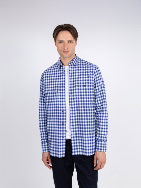Camisa de algodón con estampado de cuadros Camisa de algodón con estampado de cuadros
