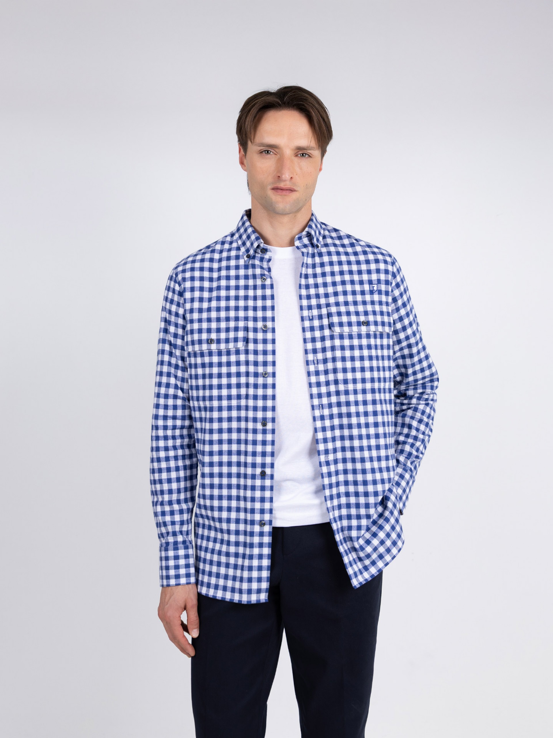 Camisa de algodón con estampado de cuadros