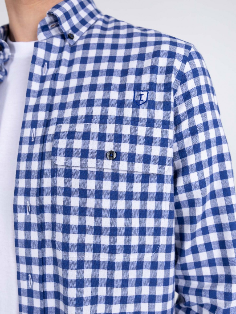 Camisa de algod�n con estampado de cuadros