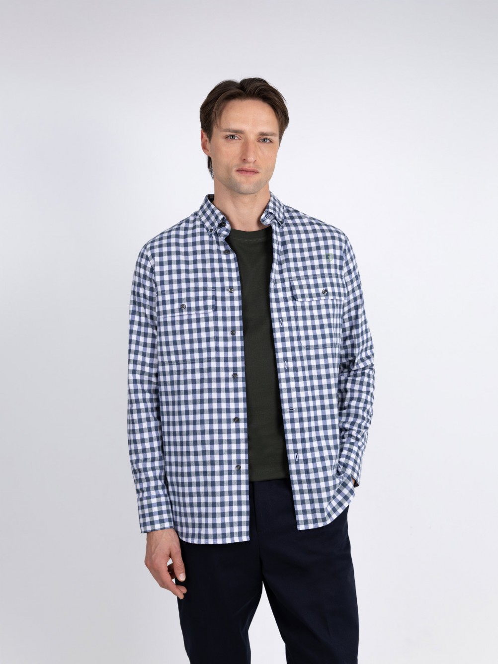 Camisa de algod�n con estampado de cuadros