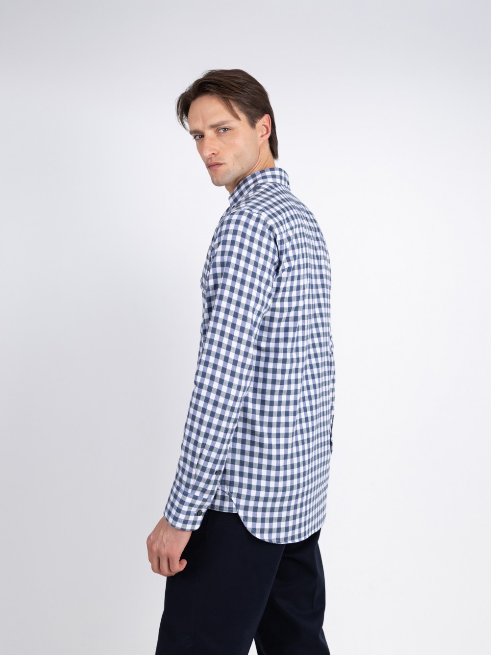 Camisa de algod�n con estampado de cuadros