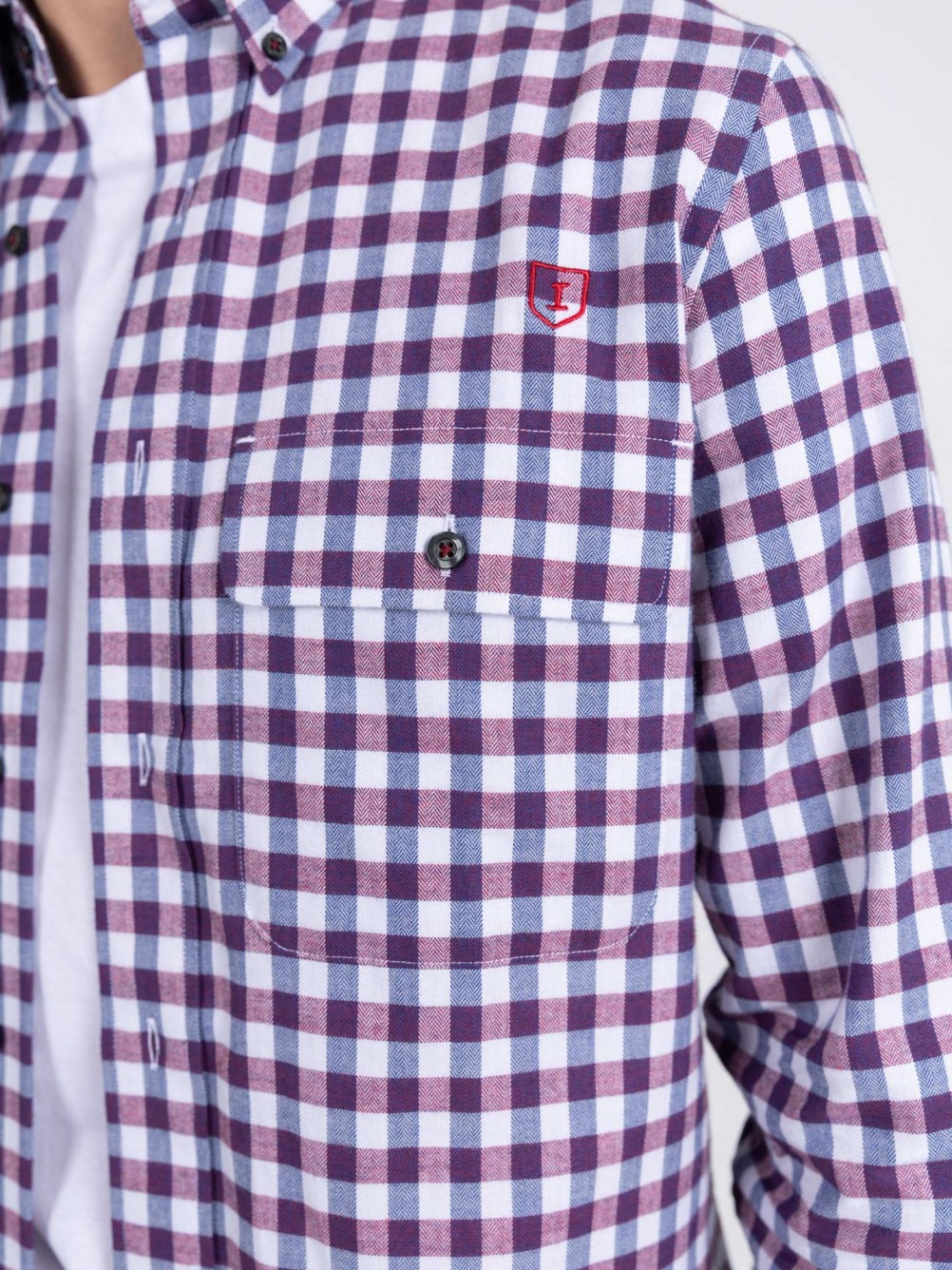 Camisa de algod�n con estampado de cuadros