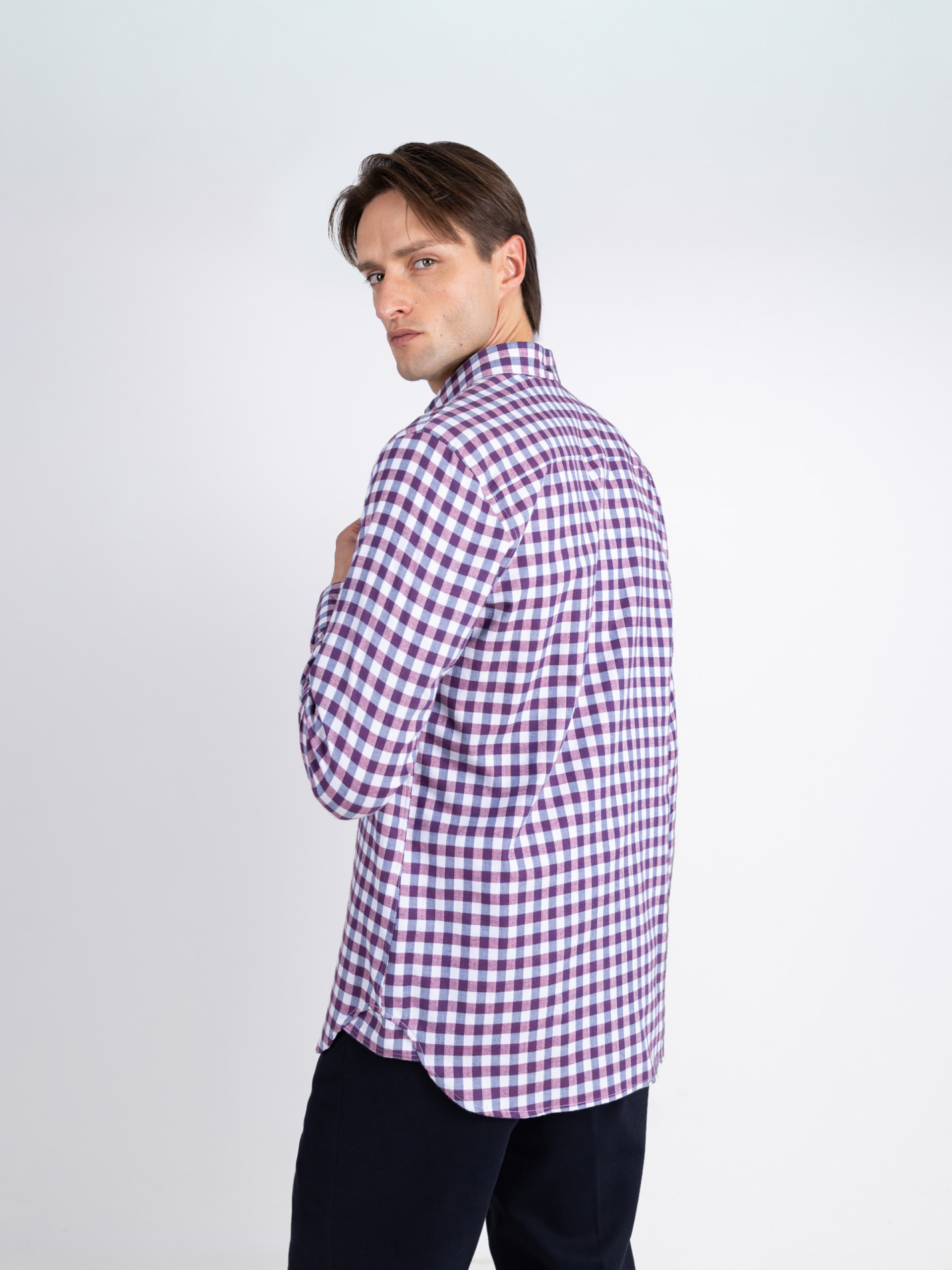 Camisa de algodão padrão xadrez