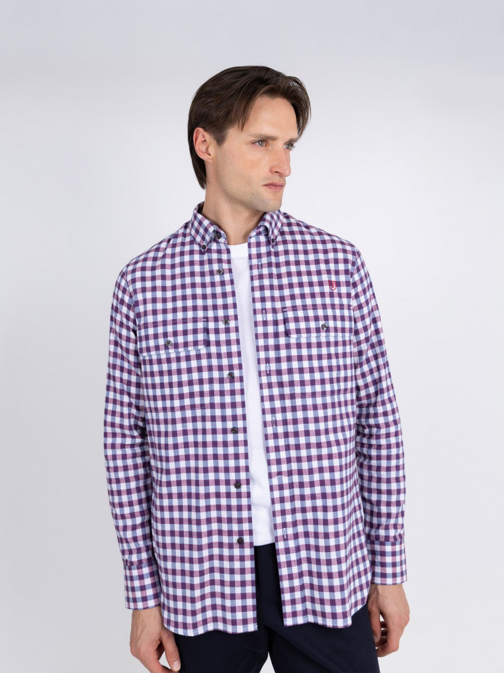 Camisa de algod�n con estampado de cuadros