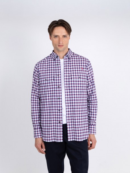 Camisa de algodón con estampado de cuadros Camisa de algodón con estampado de cuadros