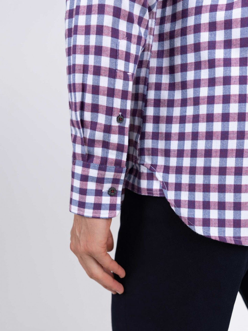 Camisa de algod�n con estampado de cuadros