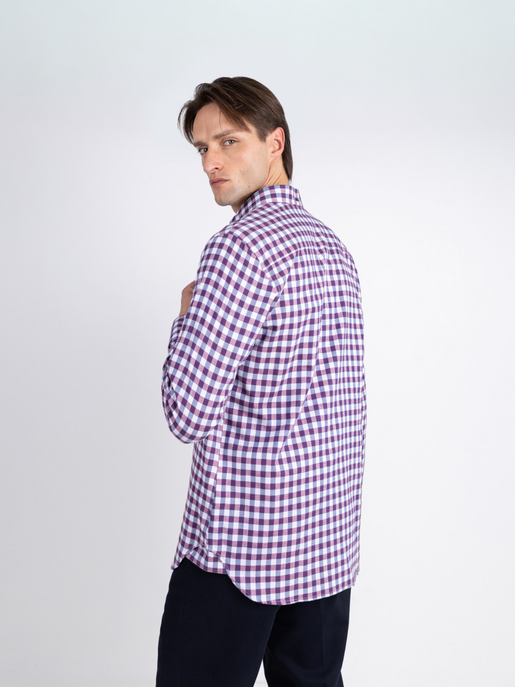 Camisa de algod�n con estampado de cuadros