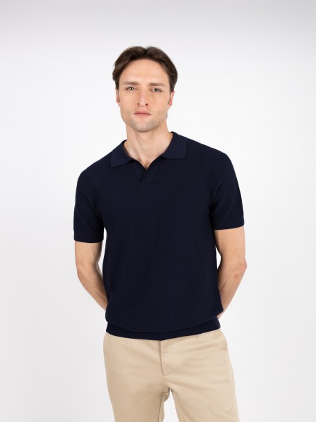 Polo de malha estruturada em algodão Polo de malha estruturada em algodão